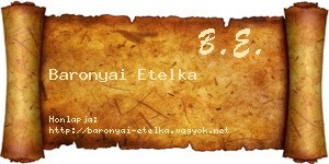 Baronyai Etelka névjegykártya